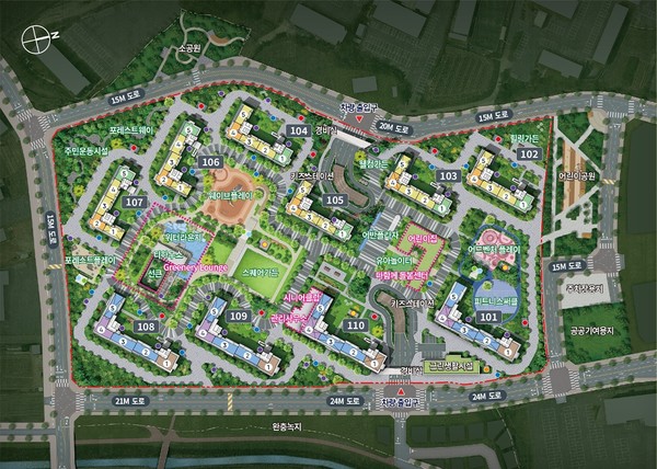▲청주 푸르지오 씨엘리체 단지 배치도