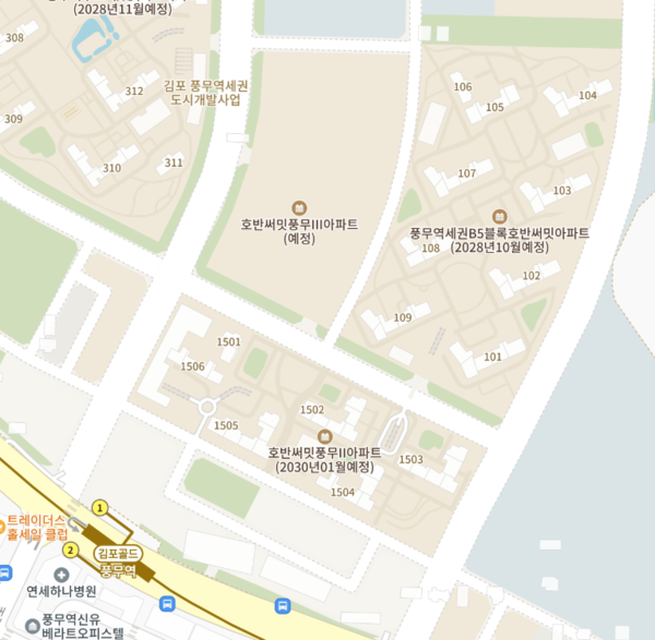 ▲호반써밋 풍무Ⅲ 인근에 위치한 김포골드라인 풍무역