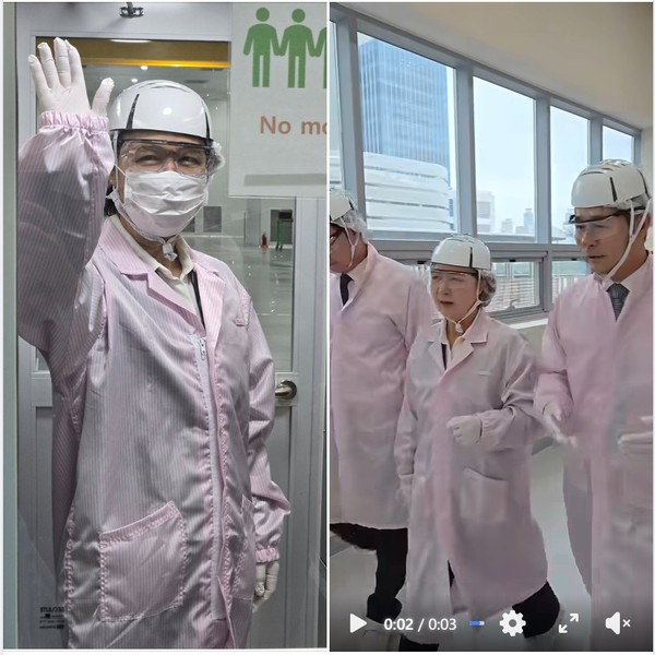 ▲추미애 경기도지사가 21일 화성시에 있는 세계적 반도체 장비기업 ASM 등을 찾아 산업 현장을 점검했다. 사진=추미애 페이스북 갈무리