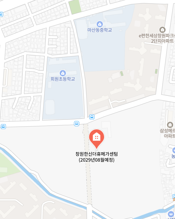 ▲창원 한신더휴 메가센텀 인근에 위치한 회원초와 마산동중